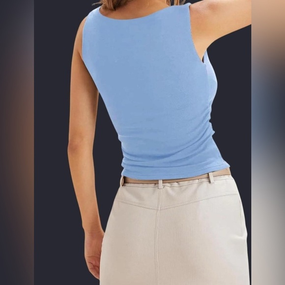 Blue Sleeveless Tank Top - Picture 2 of 5